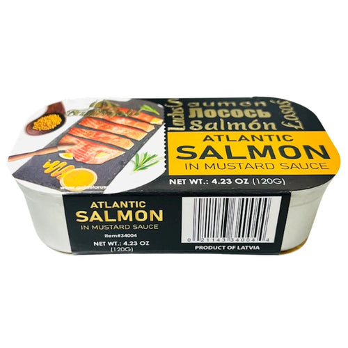 ATLANTIC SALMON IN MUSTARD SAUCE 11/120 GR BALTIC GOLD #4 LATVIA N34004