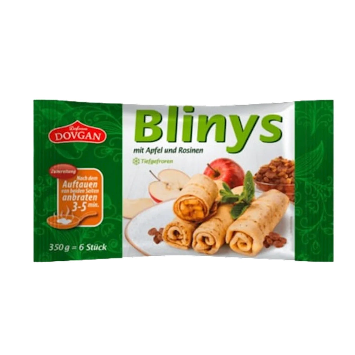 CREPES W/APPLE&RAISINS FILLING FROZEN 14/350GR DOVGAN N90510350