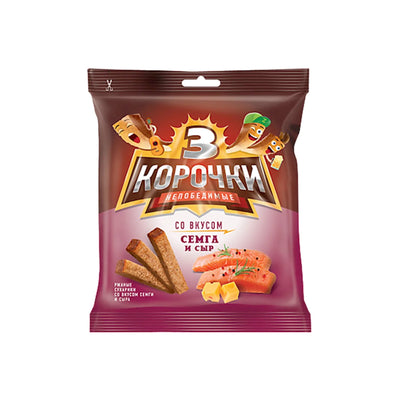 DRY BREAD RYE DOUBLE BAKED W/SALMON&CHEESE FLAVOR 60/40GR TRI KOROCHKI N202