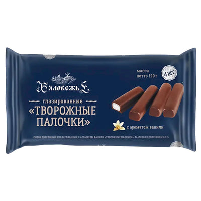 CHEESE STICKS W/VANILLA FLAVOR GLAZED 4PC 16% 8/120GR BYALOVEZH'E