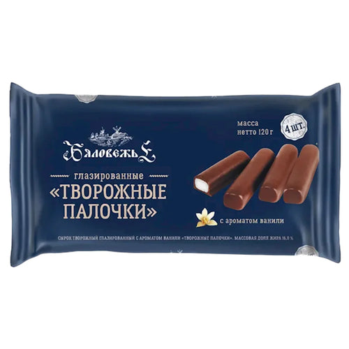 CHEESE STICKS W/VANILLA FLAVOR GLAZED 4PC 16% 8/120GR BYALOVEZH'E