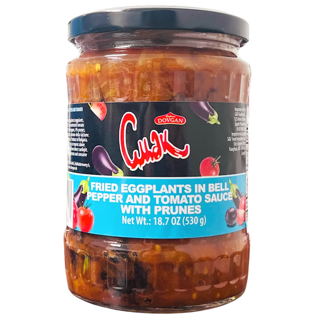 EGGPLANT FRIED IN BELL PEPPER&TOMATO SAUCE W/PRUNES 12/530GR CMAK DOVGAN BULGARIA NUS42120580