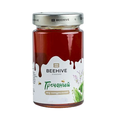 HONEY NATURAL BUCKWHEAT 8/550GR GLASS BEEHIVE #24 UKRAINE