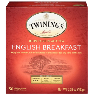 TEA TWININGS BLACK ENGLISH BREAKFAST 6/(50X2GR) ENGLAND N5331