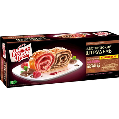 STRUDEL AUSTRIAN W/RASPBERRY & MILK CHOCOLATE 6/400GR CHEREMUSHKI RUSSIA N49