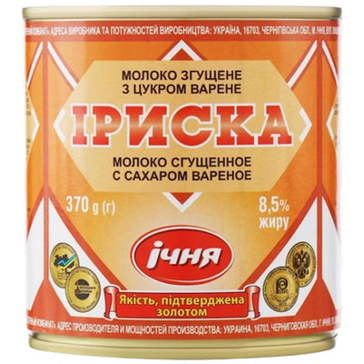 CONDENSED MILK BOILED IRISKA CARAMEL E/O 24/380GR ICHNYA UKRAINE