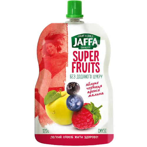 SMOOTHIE PUREE SUPER W/APPLE&BLUEBERRY&CHOKEBERRY&RASPBERRY 10/120GR JAFFA
