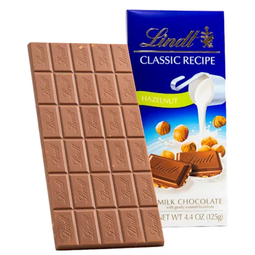 CHOCOLATE BAR MILK CLASSIC RECIPE W/HAZELNUT 12/125GR LINDT N438280 (6)