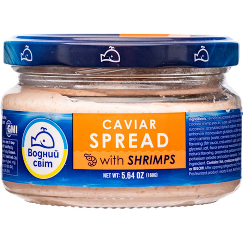 PATE CAPELIN CAVIAR W/SHRIMP GLASS 6/160GR VODNIY SVIT N30016/#03