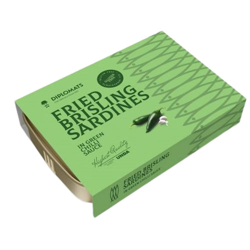 SARDINES IN GREEN CHILLI SAUCE 10/100GR DIPLOMATS LATVIA N1646/509(4)