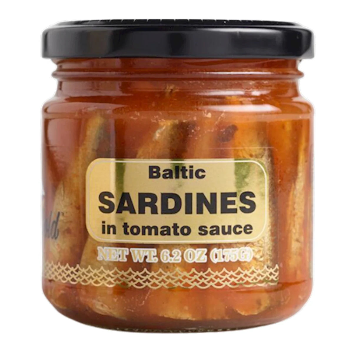 BALTIC SPRATS SARDINES IN TOMATO SAUCE 12/175G GLASS BALTIC GOLD LATVIA N36012 /245