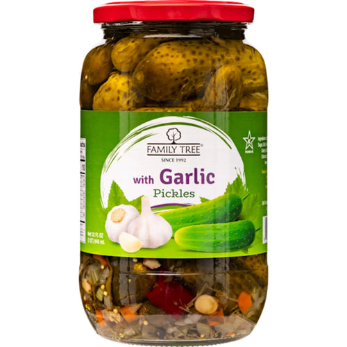 PICKLES W/GARLIC 12/946ML FAMILY TREE N67