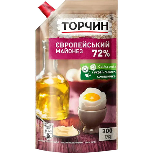 MAYONNAISE EUROPEAN 72% 30/300GR TORCHYN UKRAINE