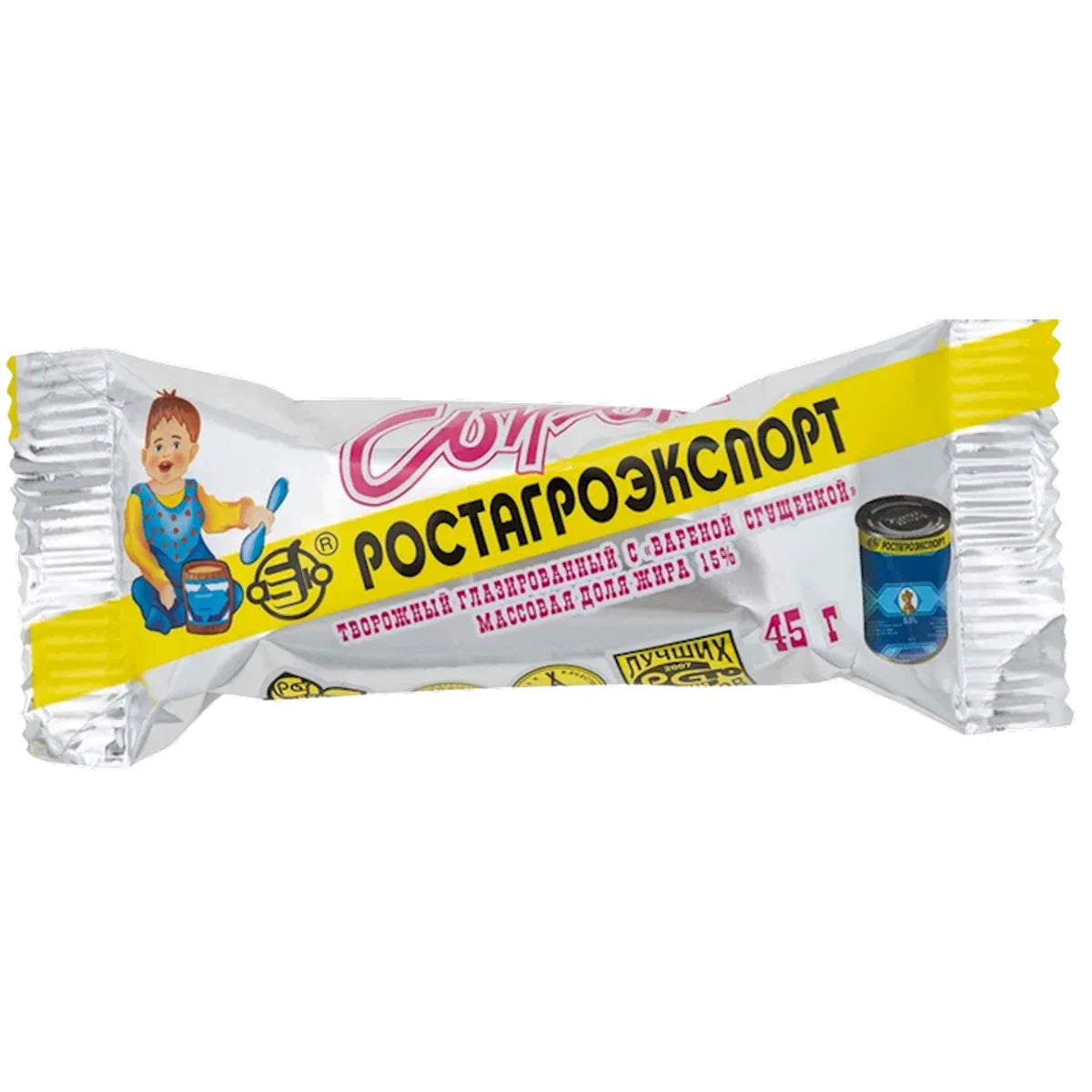 CHEESE BAR W/BOILED CONDENSED MILK GLAZED 20/45GR ROSTAGROEXPORT N9903