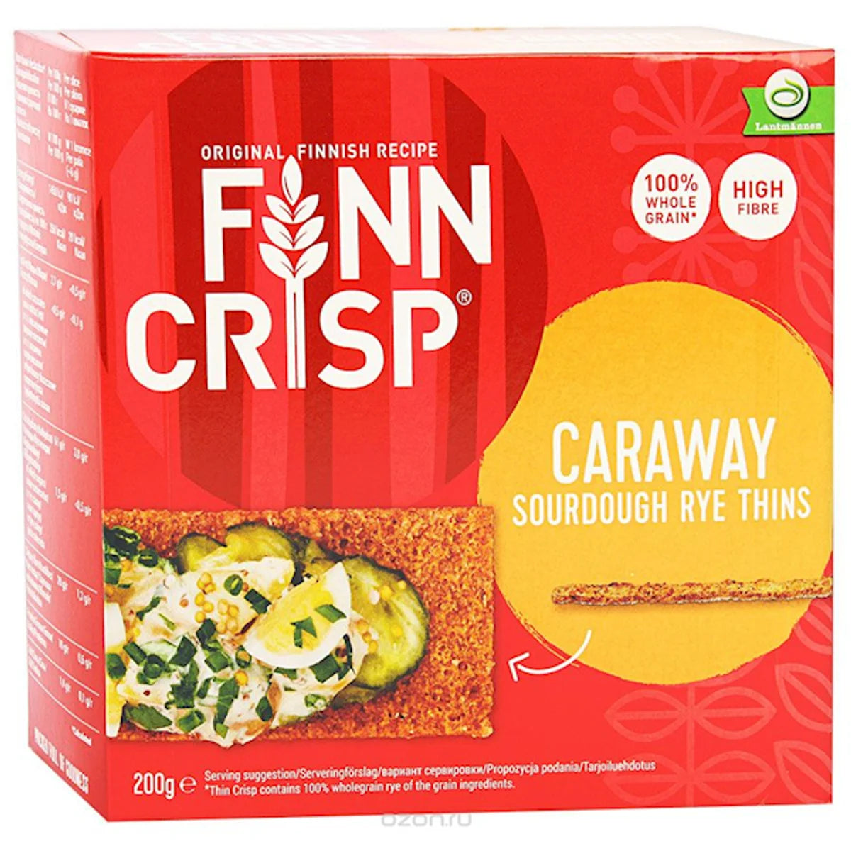 FINN CRISP CARAWAY THIN RYE CRISPBREAD 9/190GR FINLAND