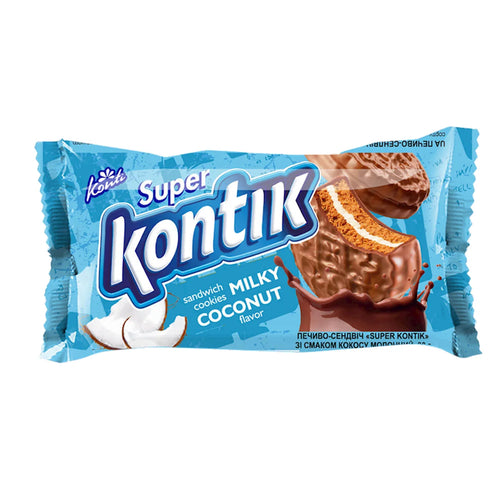 COOKIES SANDWICH W/MILK&COCONUT FLAVOR 36/90GR SUPER KONTIK