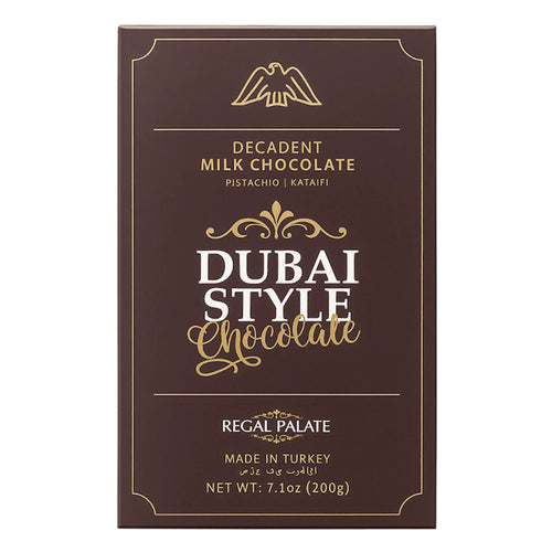 CHOCOLATE BAR MILK DUBAI STYLE W/PISTACHIO&KATAIFI 6/200GR REGAL PALATE