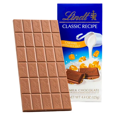 CHOCOLATE BAR MILK CLASSIC RECIPE W/CARAMEL&SEA SALT 12/125GR LINDT N6532(6)