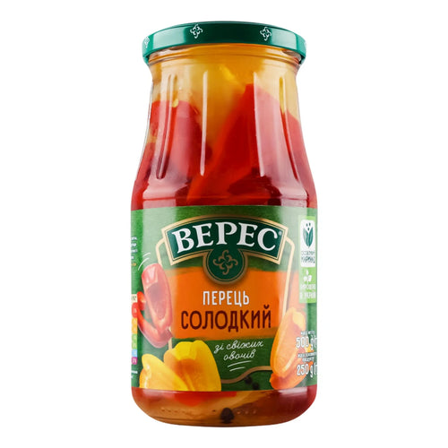 PEPPERS BELL PICKLED 12/500GR VERES UKRAINE