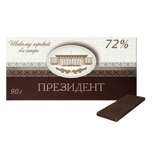 CHOCOLATE BAR PRESIDENT BITTER 72% NO SUGAR 20/90GR KOMMUNARKA N434