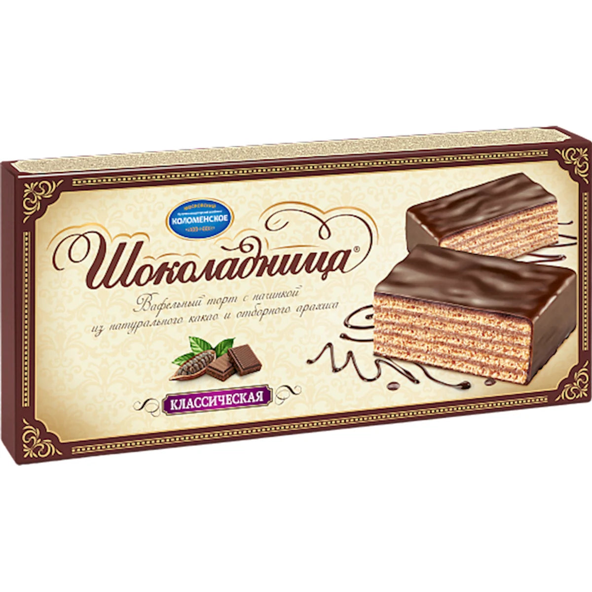 CAKE WAFFLE SHOKOLADNITSA CLASSIC GLAZED 12/240GR KOLOMENSKOE 1109