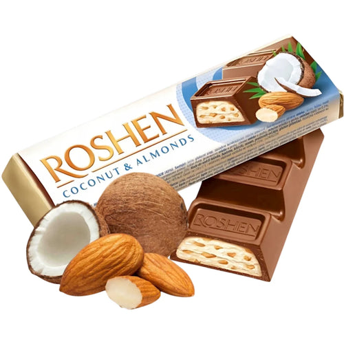 CHOCOLATE BAR W/ALMOND&COCONUT FILLING 30/38GR ROSHEN N9531(6)