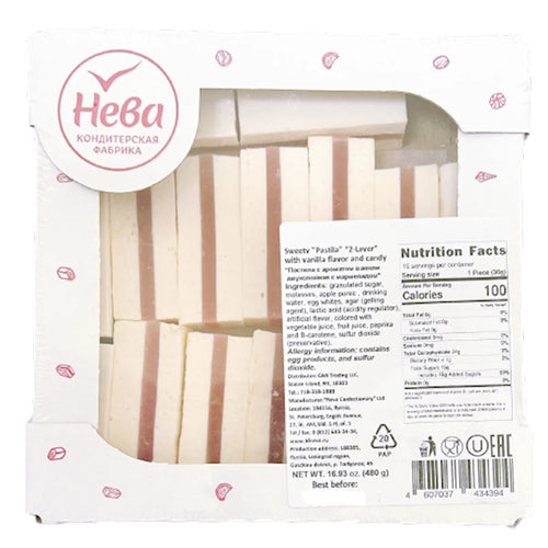 PASTILA VANILLA TWO LAYERS W/MARMELADE 6/480GR NEVA N142