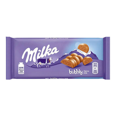 CHOCOLATE BAR ALPINE MILK BUBBLY AERATED 14/90GR MILKA  GERMANY N4057071