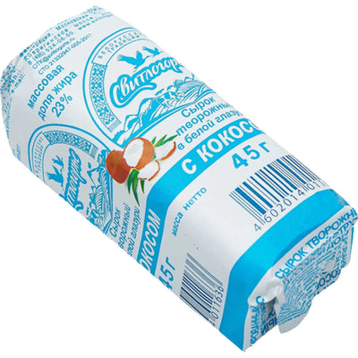 CHEESE BAR COCONUT WHITE GLAZED 23% 24/45GR SVETLOGORYE RUSSIA N390