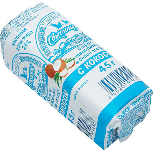 CHEESE BAR COCONUT WHITE GLAZED 23% 24/45GR SVETLOGORYE RUSSIA N390