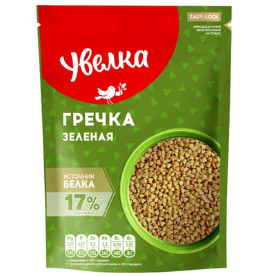 BUCKWHEAT RAW GREEN GROATS 12/450GR UVELKA N625