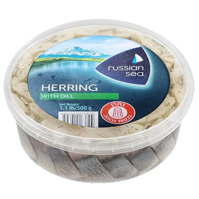 HERRING PIECES  ATLANTIC  LIGHTLY SALTED IN OIL W/DILL  6/500GR RUSSKOE MORE N3322