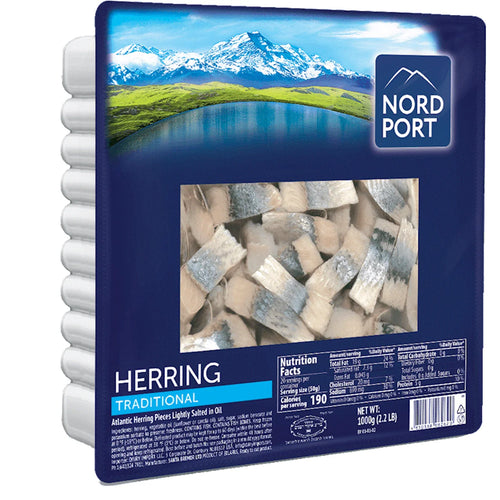 HERRING FILLETS TRADITIONAL ATLANTIC LIGHTLY SALTED IN OIL 3/1000GR NORD PORT N4793
