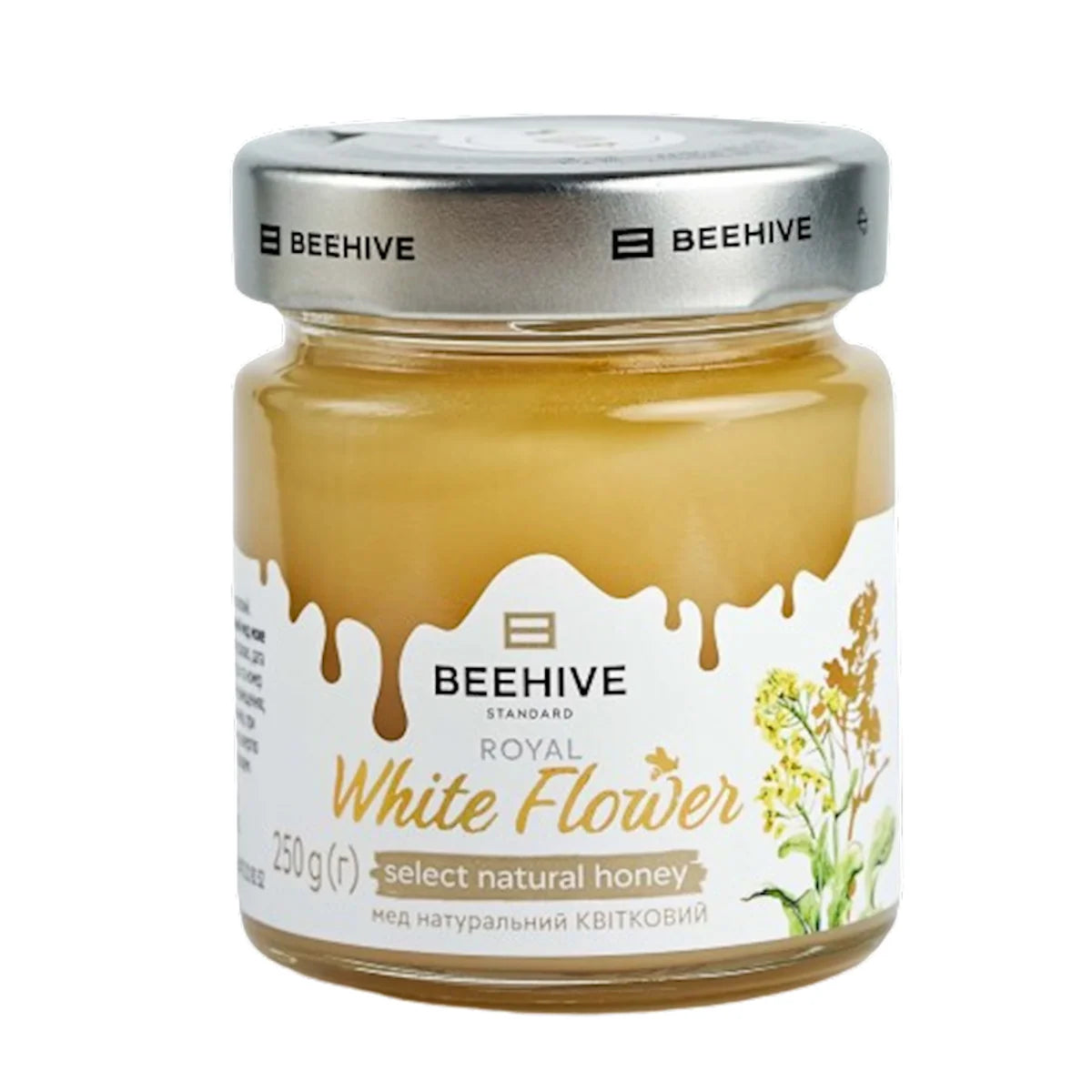 HONEY WHITE FLOWERS 8/250GR GLASS BEEHIVE UKRAINE #14