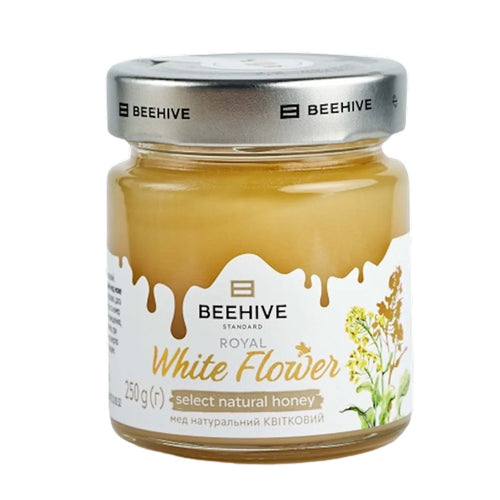 HONEY WHITE FLOWERS 8/250GR GLASS BEEHIVE UKRAINE #14