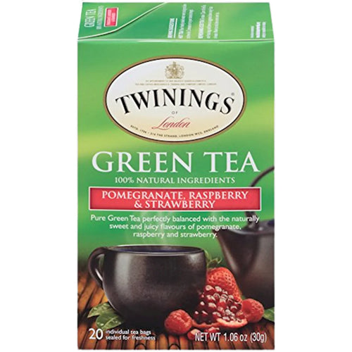 TEA TWININGS GREEN W/POMEGRANATE,RASPBERRY&STRAWBERRY 6/(20X1.5GR) ENGLAND N11354