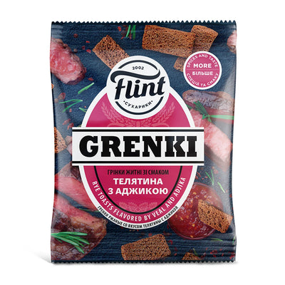 DRY BREAD RYE GRENKI W/VEAL&ADJIKA FLAVOR 70/70GR FLINT N2736